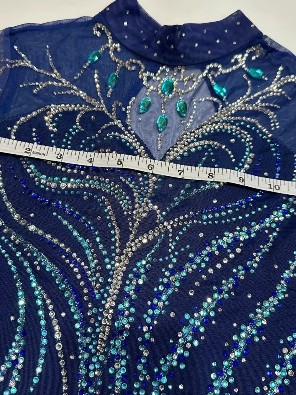 New Navy Blue Crystal Figure Skating Dress Girls 14